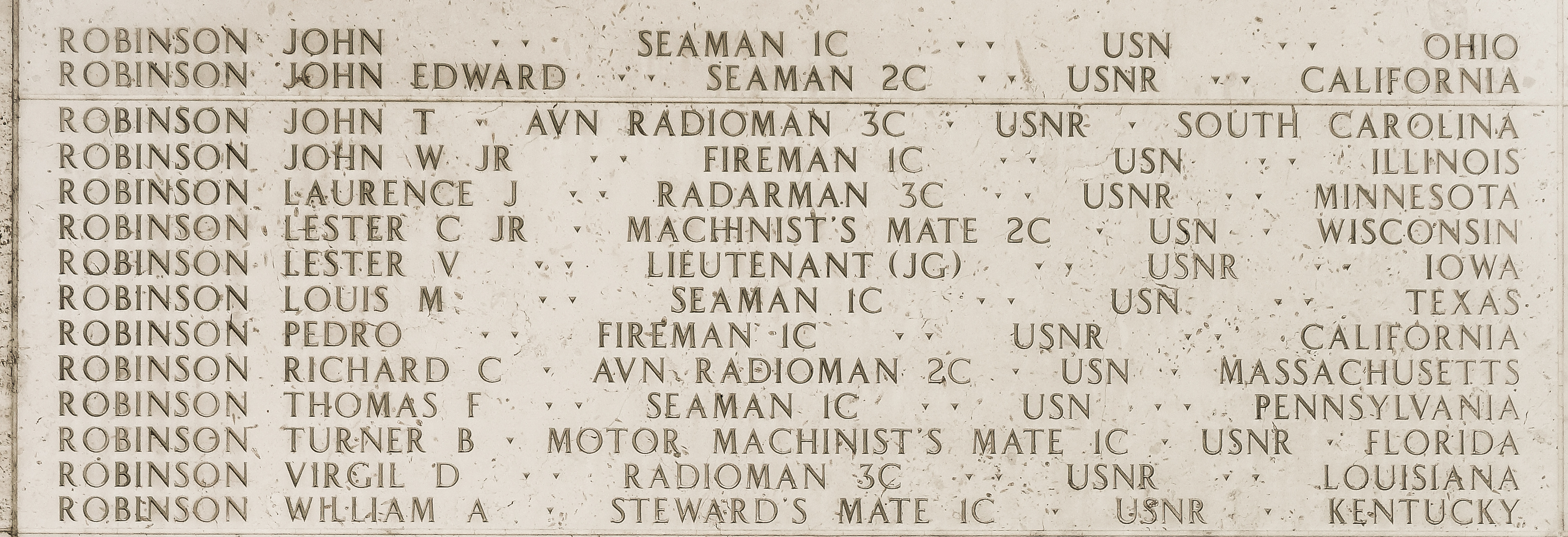 Laurence J. Robinson, Radarman Third Class